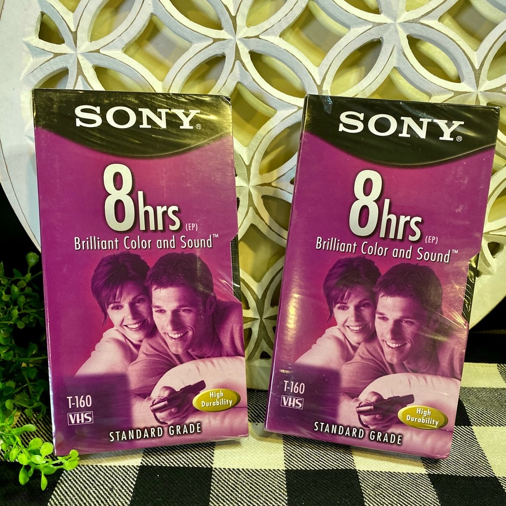Two New Sony VHS Tape Blank Standard Grade T-160 8HR‎ VCR Video Cassette Tapes